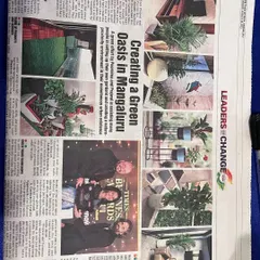 It was a proud moment to see our work featured in this "Leaders of Change" newspaper article. It highlights our effort to create a green oasis in Mangaluru through plant gifting and landscaping.
