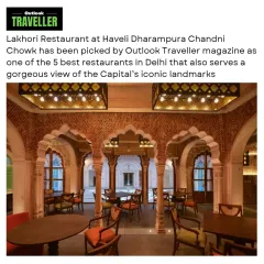 The Lakhori Restaurant at Haveli Dharampura is a prime example of adaptive reuse. We preserved the original lakhori brickwork and arched vaults to create an atmospheric dining space that has been recognized by Outlook Traveller as one of Delhi's best.