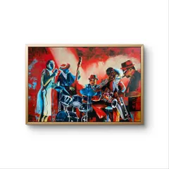 A framed version of my 'Jazz and Blues' painting. This piece blends realism and expressionism to capture the energy and cultural richness of the American jazz scene.