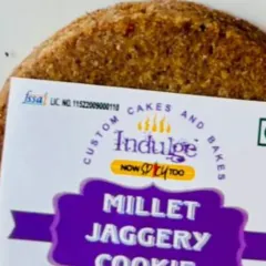 A closer look at my millet jaggery cookie. You can see the wholesome texture from the millet flour. These are made without refined sugar, using jaggery for a natural sweetness. Please note they contain some whole wheat flour, so they are not gluten free.