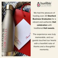 It was an honor to host over 20 Stanford Business Graduates for a Holi celebration. I shared my traditional sweets with them, and it was a memorable experience filled with color, joy, and the sweet taste of Indian culture.