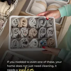 If you nodded to any of these questions, your home doesn't just need cleaning, it needs a system. Here, a sock drawer is perfectly organized with dividers.
