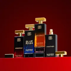 For this hero shot for Bergamot Beaute, we focused on creating a sense of luxury and power. The composition arranges the full fragrance line against a rich, dark red backdrop, using reflections and precise lighting to make each bottle stand out as a premium product.