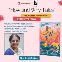 Another poster for my "How and Why Tales" book launch. These events are a wonderful opportunity to talk about the myths and folklore that inspired the collection.