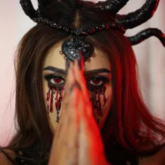 We also dive deep into the world of creative and special effects makeup. This look explores darker themes, using techniques to create realistic textures like tears of blood, perfect for fantasy photoshoots or character work.