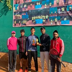 A group of my players and coaches celebrating Riddhiman Ojha's singles and doubles titles in the Under-16 CS7 tournament at Rohtak.