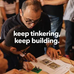Teamwork makes the dream work. We love seeing parents get involved, like Ayaan and his dad, who are working together to understand a circuit board for their robotic car.