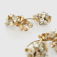 A closer look at the details of our earcuff and stud combination, featuring crystals and pearls.