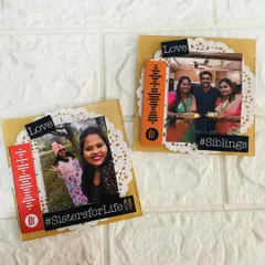 These mini acrylic frames are perfect for celebrating siblings on Rakshabandhan, each with a photo and a scannable Spotify song code.