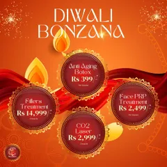 Our Diwali Bonzana offer is here. Get special pricing on our most effective treatments like Anti-Aging Botox, Fillers, Face PRP, and CO2 Laser to get you glowing for the festive season.
