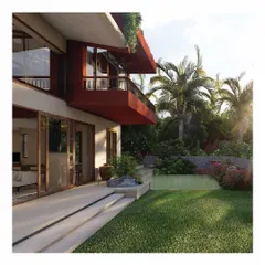 The 'Red Haus' is a four-bedroom villa in Lonavala defined by its exaggerated cantilevered forms and textured terracotta red walls. These architectural choices give the home a distinct identity that is both modern and deeply connected to the earth.