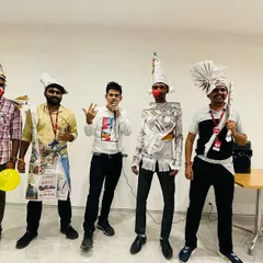 The hilarious results of our newspaper fashion challenge! This creative game is a great way to encourage out-of-the-box thinking and teamwork.