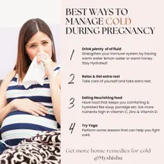 Dealing with a cold while pregnant requires safe and natural remedies. I suggest drinking plenty of fluids, getting extra rest, eating nourishing foods rich in Vitamin C, and trying gentle yoga to help your body recover.