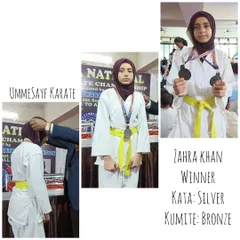 This yellow belt karateka, Zahra Khan, won a silver in Kata and bronze in Kumite in her very first tournament. It’s not just about winning, it’s about having the courage to participate and giving your best. Congratulations! 💛