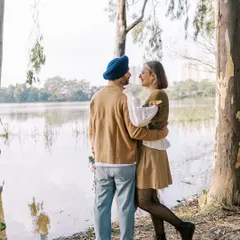 A romantic moment between a couple during an outdoor session by the water. I love capturing the story of two people in love, at any stage of their journey together.