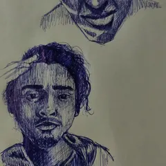 Another detail shot of a portrait sketch. Capturing the look in a subject's eyes and the structure of their face is something I focus on in these raw drawing sessions.