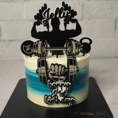 Celebrating a 21st birthday with some serious gains. This gym-themed cake is a fun way to celebrate a fitness milestone.