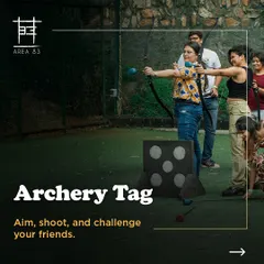 Aim, shoot, and challenge your friends. A group learns the basics of Archery Tag before the game begins.