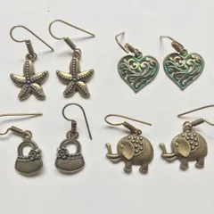My collection of tiny, cute antique-finish earrings. Featuring designs like starfish, hearts, elephants, and little bags, these are lightweight and perfect for kids or for a subtle everyday look.