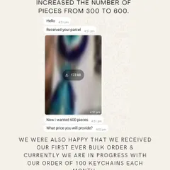 They loved the sample so much they doubled their order to 600 pieces! This was a huge moment for me and my business.
