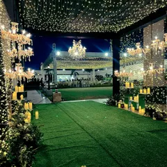 A view from the starry tunnel looking out into the main event area, creating a beautiful frame and a sense of anticipation.