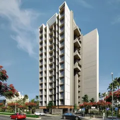 The Platinum Pristine residential tower, an example of "silent architecture" that links closely to the neighborhood landscape. The building's facade is designed with clean lines and subtle setbacks to create a calm and elegant presence.