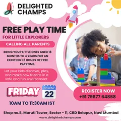 I believe in letting children discover the joy of learning through play. This is an invitation to one of my free play sessions, where little explorers aged 18 months to 4 years can enjoy our fun and stimulating environment.