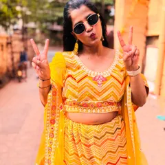Feeling the Haldi vibes! This yellow lehenga is lightweight and comfortable, so you can enjoy all the festivities without any fuss.