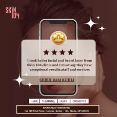 A review from our client Shish Ram Kohli, who was impressed by the exceptional results, staff, and services after receiving a HydraFacial and beard laser treatment at our clinic.