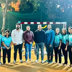 The girls' handball team with coaches and supporters. We are building a strong foundation for this exciting sport.