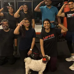 Grateful for our LIFTR community. These group photos capture the spirit of our members, flexing, smiling, and supporting each other after a tough workout. Even the dog is part of the fam!