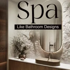 This image introduces our concept of spa like bathroom designs. It combines visuals of different high end features to show how we create a space that is far more than just a functional bathroom.