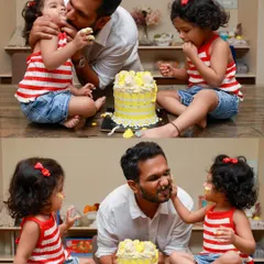 Cake smashes don't just have to be for the baby. Getting the whole family involved, especially dad, makes for hilarious and memorable photos. This is what a real-life cake celebration looks like.