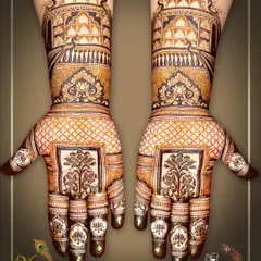A powerful and symmetrical design showcasing grand palace architecture on both arms. The detailed jharokhas and fine lattice work create a look of pure opulence.