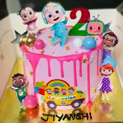 Another delightful Cocomelon cake, this one in pink for Jiyanshi's second birthday celebration.