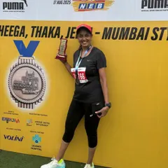 Another podium for Shaila Shah, clinching 3rd place in her category at the NEB Mumbai Half Marathon. Her consistency and hard work are truly inspiring.