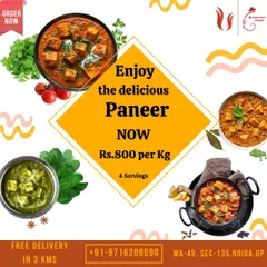 You can now order my delicious paneer dishes by the kilogram. This is a great option for parties, providing four servings per kilo with free local delivery.