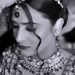 A timeless and regal black and white shot of my bride in Igatpuri. This captures the emotion and the intricate details of her jewellery and hair styling.