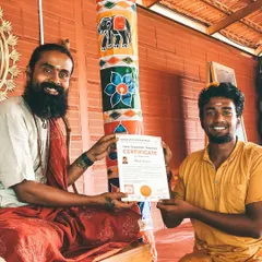 I am filled with pride as I present a new graduate with his Yoga Teacher Training Certificate. Each certificate represents a personal journey of dedication, growth, and the courage to step onto a new path.
