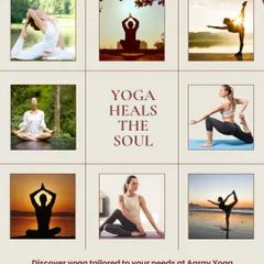 "Yoga Heals the Soul." This collage of various yoga poses in serene settings illustrates our belief that yoga is a soulful practice tailored to your healing needs.