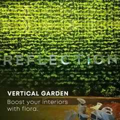 An outdoor vertical garden under construction, showing the scale of what's possible. Once fully grown, this "reflection" wall will become a massive green facade, boosting the building's aesthetic and environmental credentials.