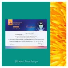 My studies in music therapy continued with this course on "Music Therapy and Yoga for Chakra Balancing." This certification reflects my holistic approach, focusing on the connection between mind, body, and spirit to promote overall well-being.