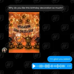This image playfully captures a conversation about why a client loved a particular birthday decoration. It's this kind of enthusiasm and appreciation for the details that I strive for in every project.