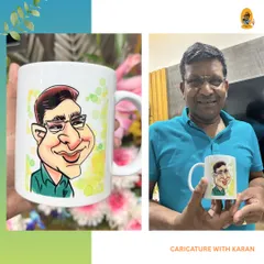 Start your day with a smile. I can print your custom caricature on a sturdy ceramic mug, making it a perfect, personal gift for a loved one or a special treat for your own chai time.