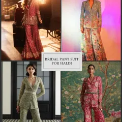 A bridal pantsuit is a bold and powerful choice for a Haldi ceremony. It's comfortable, stylish, and allows you to move freely while still looking incredibly chic.