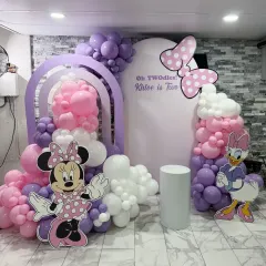 Oh TWOdles! A Minnie Mouse themed second birthday for Khloe. We used shades of pink and purple, with cutouts of Minnie and Daisy Duck, to create a sweet and stylish party.