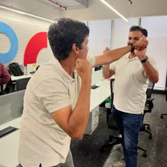 Learning a basic wrist block and counter. Our corporate seminars focus on simple, effective techniques that anyone can learn.