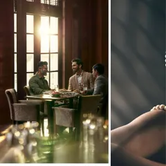 Styling for a DLF campaign, creating a sophisticated and aspirational lifestyle scene. The focus is on smart-casual blazers and shirts that convey a sense of relaxed luxury for the modern man.