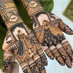 A closer look at the bride and groom figures, showcasing the shading and detail that bring the characters to life.
