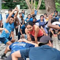 Fun and games during our Independence Day celebration. We believe that fitness should be enjoyable, and our community events are filled with team-based activities that build camaraderie.